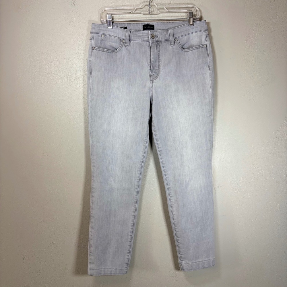 Talbots Slim Ankle Jeans Womens‎ 10 Light Gray Stretch Denim Pants VN5214